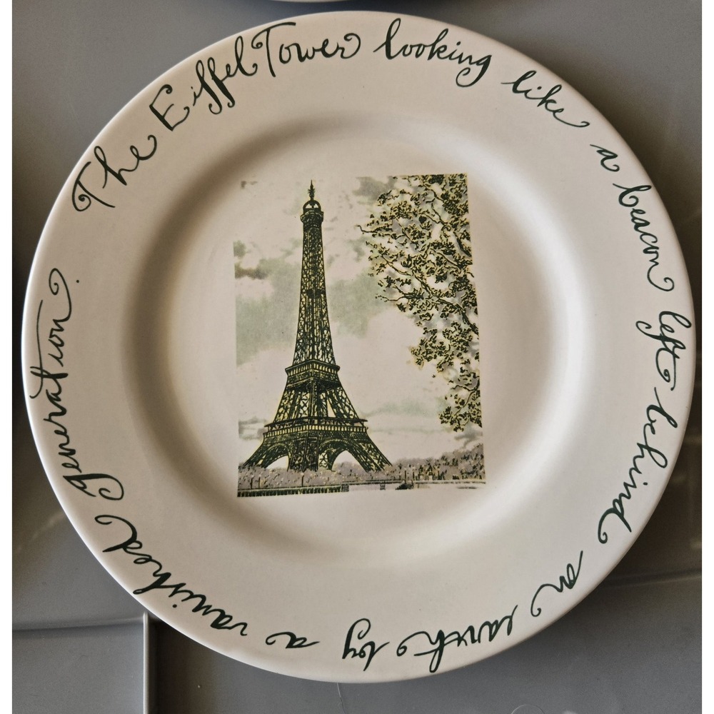 Rosanna For World Market Paris Salad Plates Set 4 Eiffel Tower French Script - Picture 4 of 8